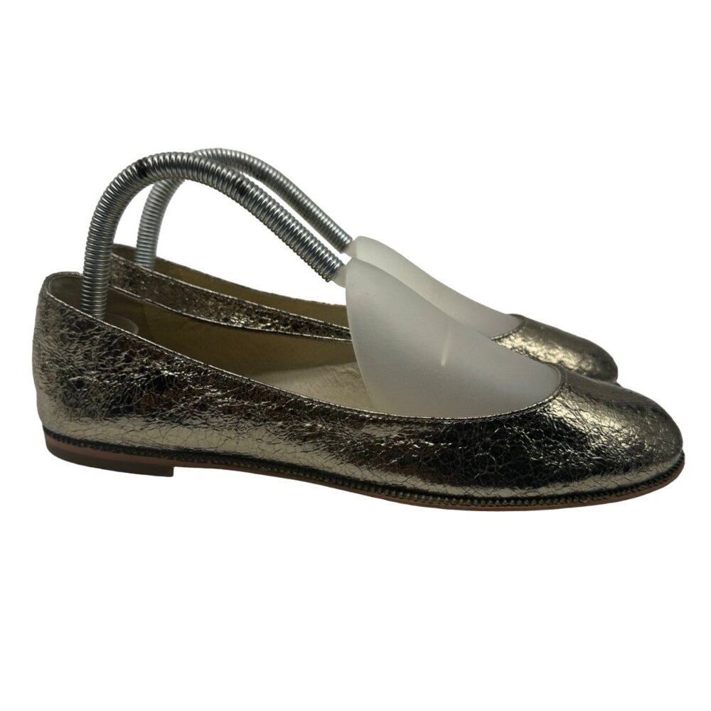 Michael Kors Bay View Gold Crinkled Metallic Round toe Ballet Flats Women' sz7.5 - Picture 1 of 11